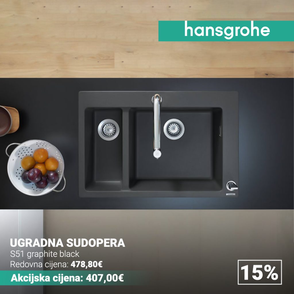 Hansgrohe ugradna sudopera: S51 Gaphite Black